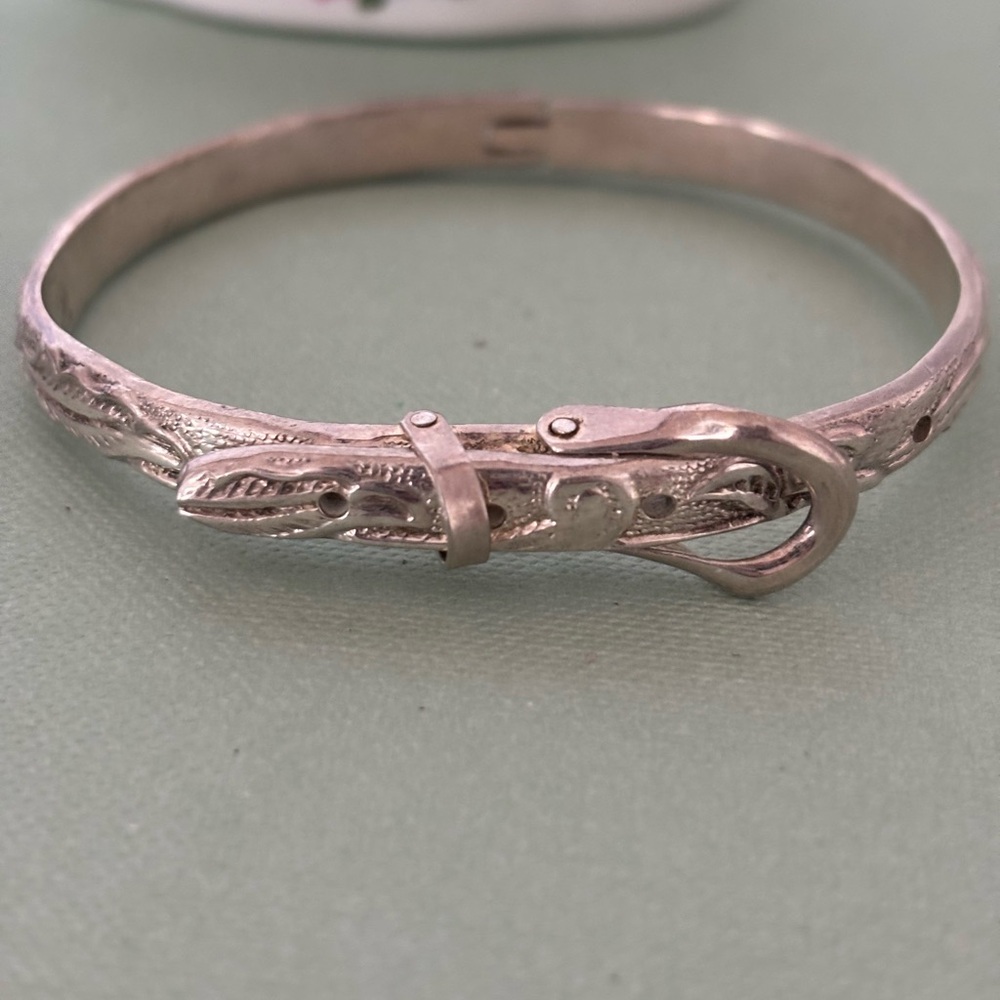 Vintage Mexico Sterling Silver Belt Buckle Bangle .925